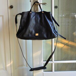 Kooba Black Large Soft Pebble Leather Top Handle Satchel Handbag